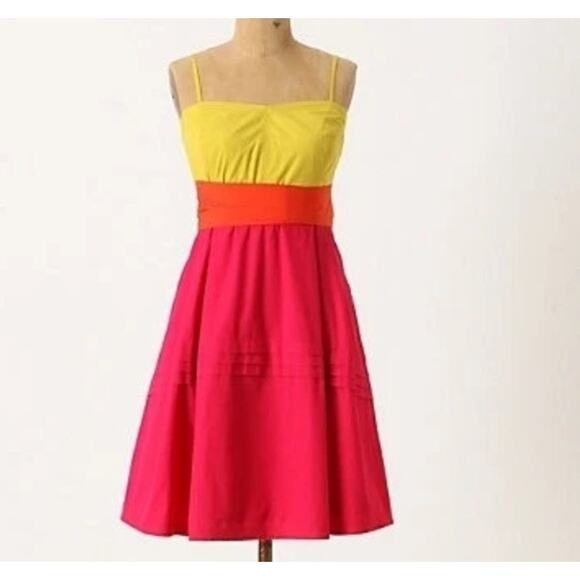 Maeve for Anthropologie Parading Hues Color Block Strapless Dress. Size 4 - Picture 4 of 10